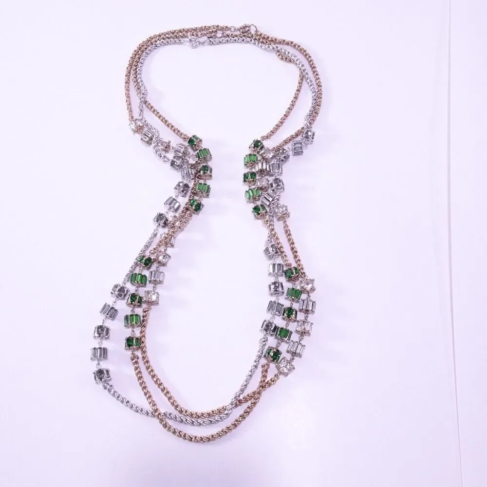 Neiman Marcus Rose Gold Chain Necklace with Green Gem Accents - Picture 7 of 9